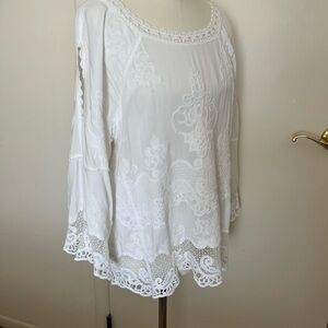 Democracy White Lace Detail Women's Blouse